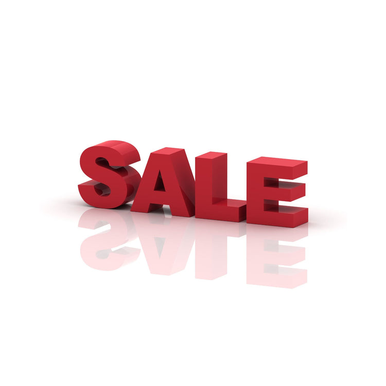 Green background on the left women hidding behind a head because the is a good SALE on