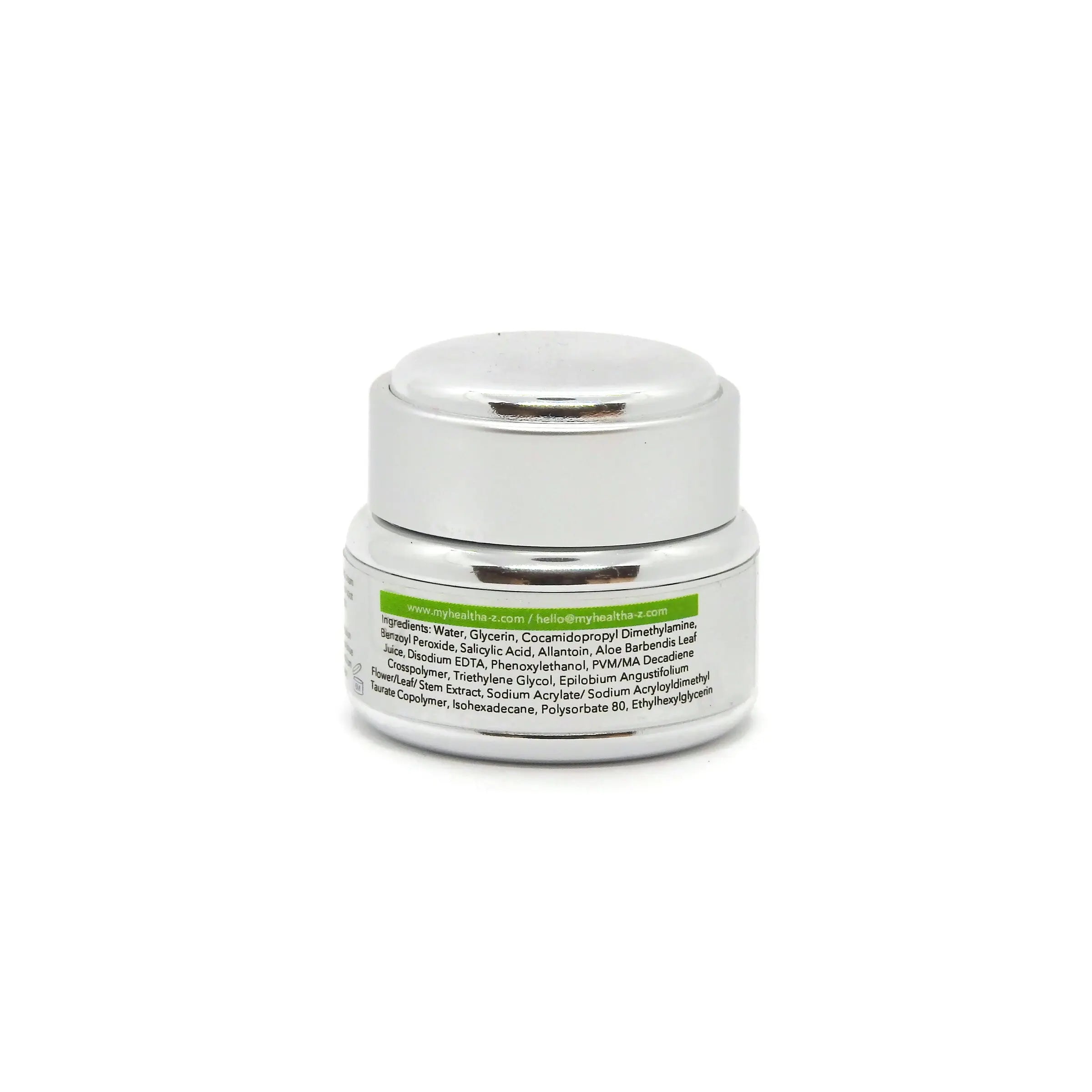 Silver jar with a white background