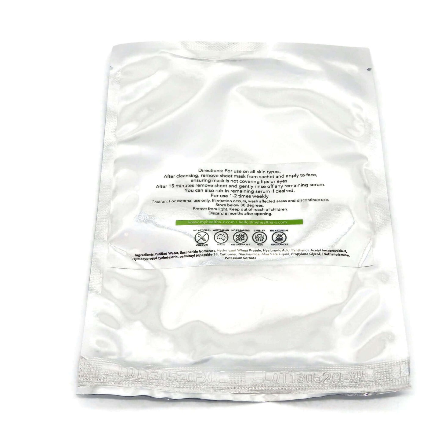 satchel of a anti-ageing sheet mask rear view