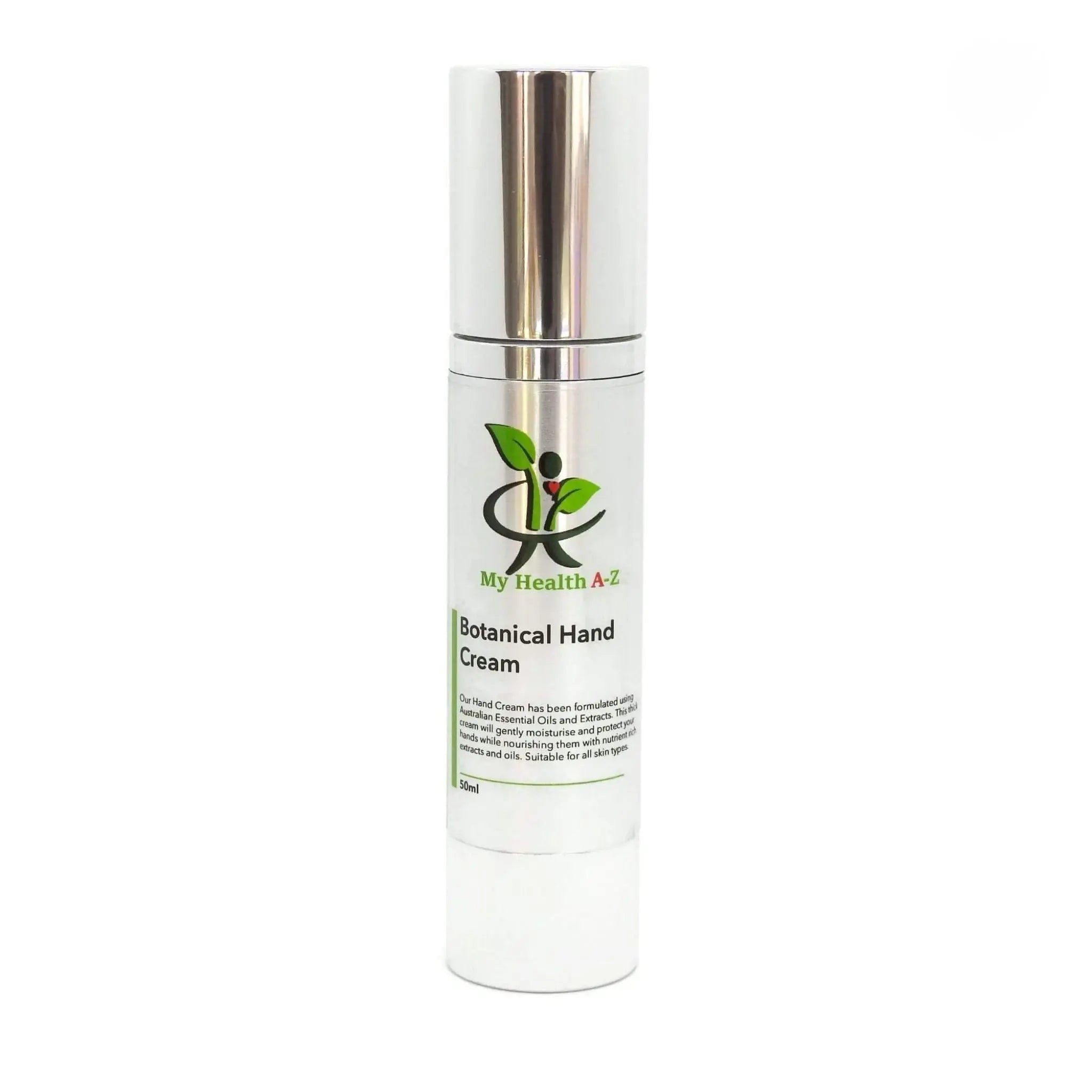 My Health A-Z Botanical hand cream bottle on a white background