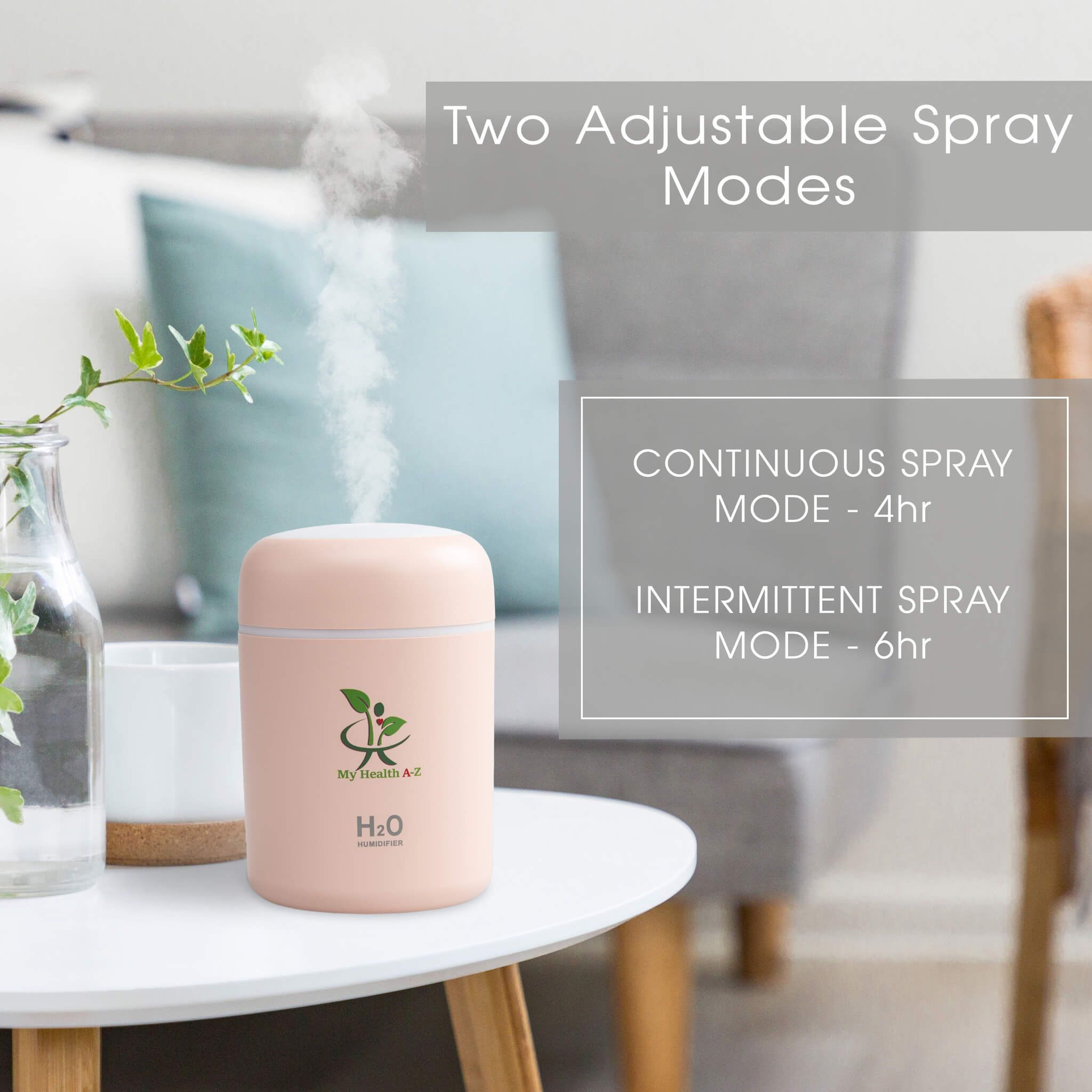 My Health A-Z on a side table in use in front of a sofa with cushion and some writing