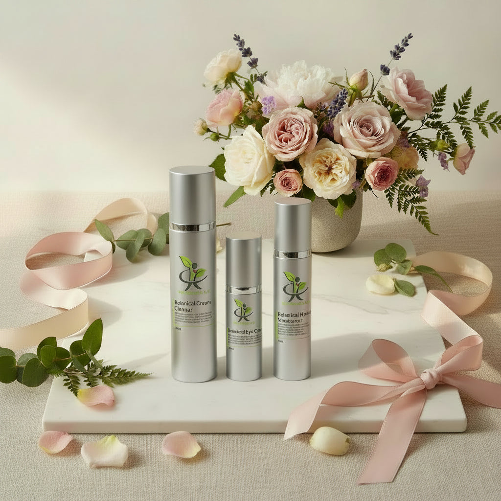 Three skincare bottles from My Health A-Z on a white background