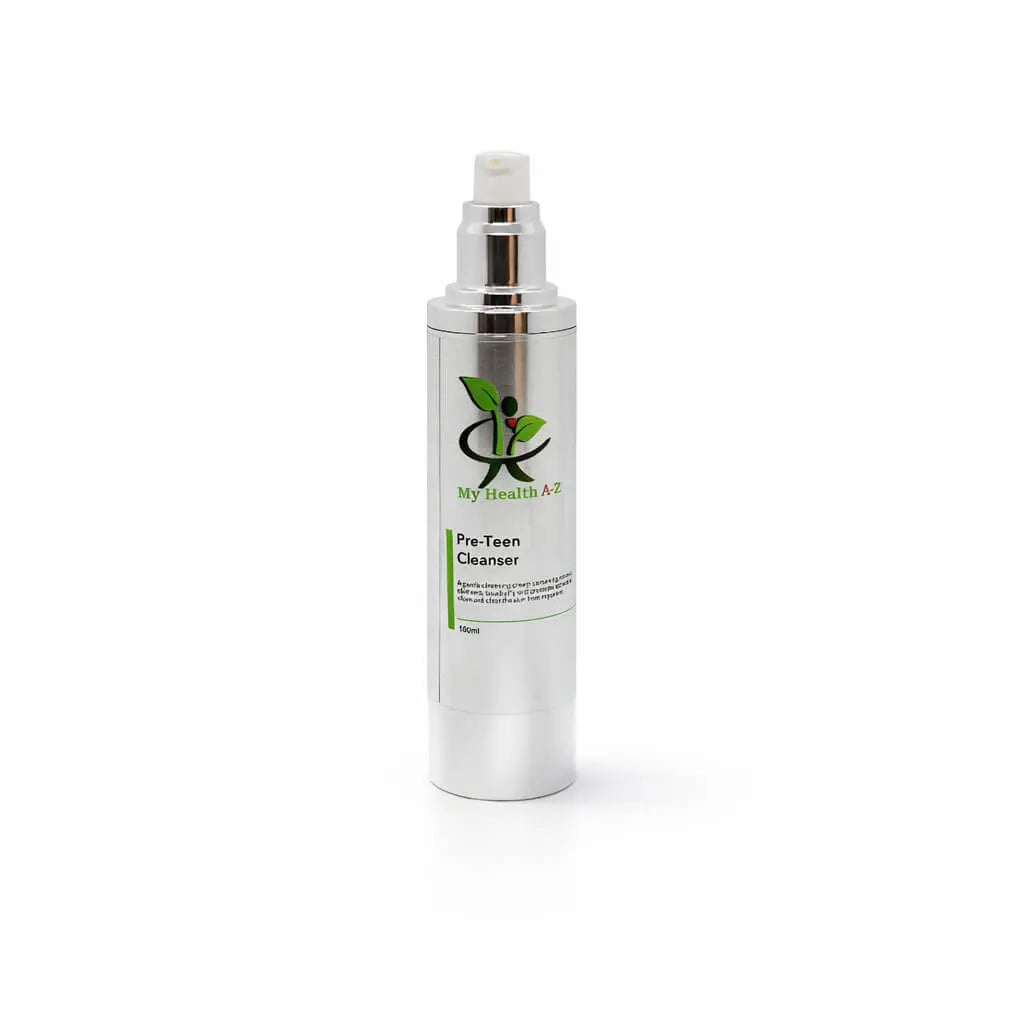 Young girl holding My Health A-Z Pre-Teen Facial Cleanser – dermatologist-friendly face wash for tweens