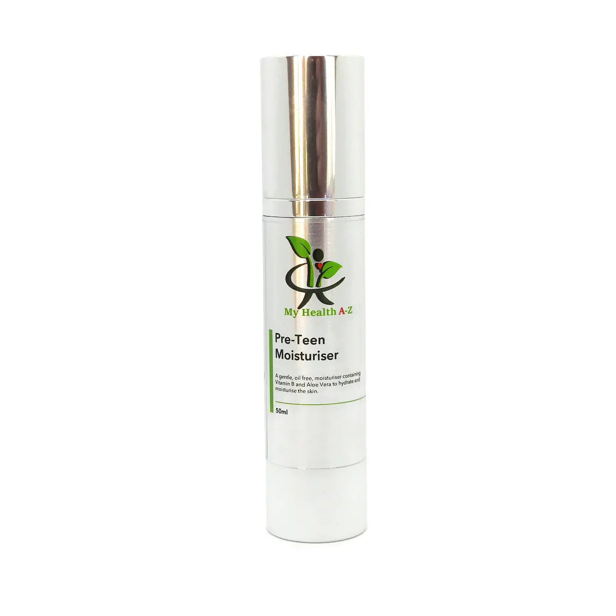 bottle of My Health A-Z pre-teen Moisturiser on a white background