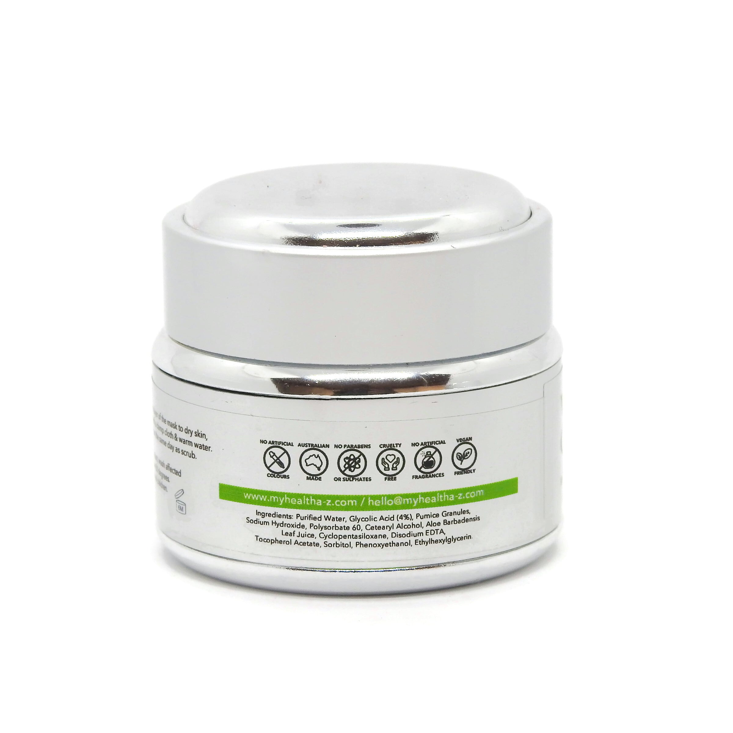 White jar with silver lid on a white background