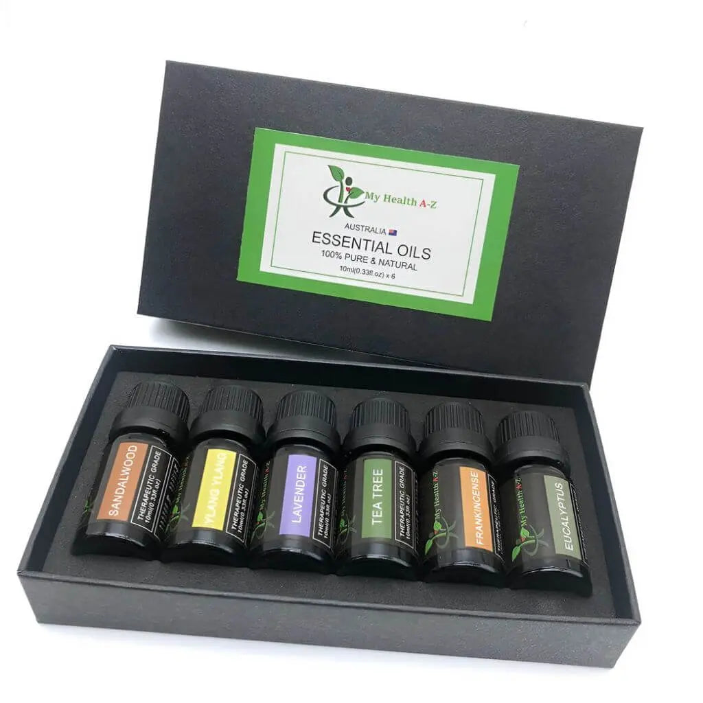 My Health A-Z Essential Oils Starter Kit 6 Pack in gift box – pure essential oils set Australia