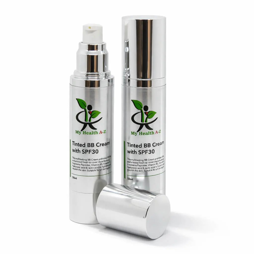 My Health A-Z Tinted BB Cream SPF30 50ml – two bottle hero product shot white background