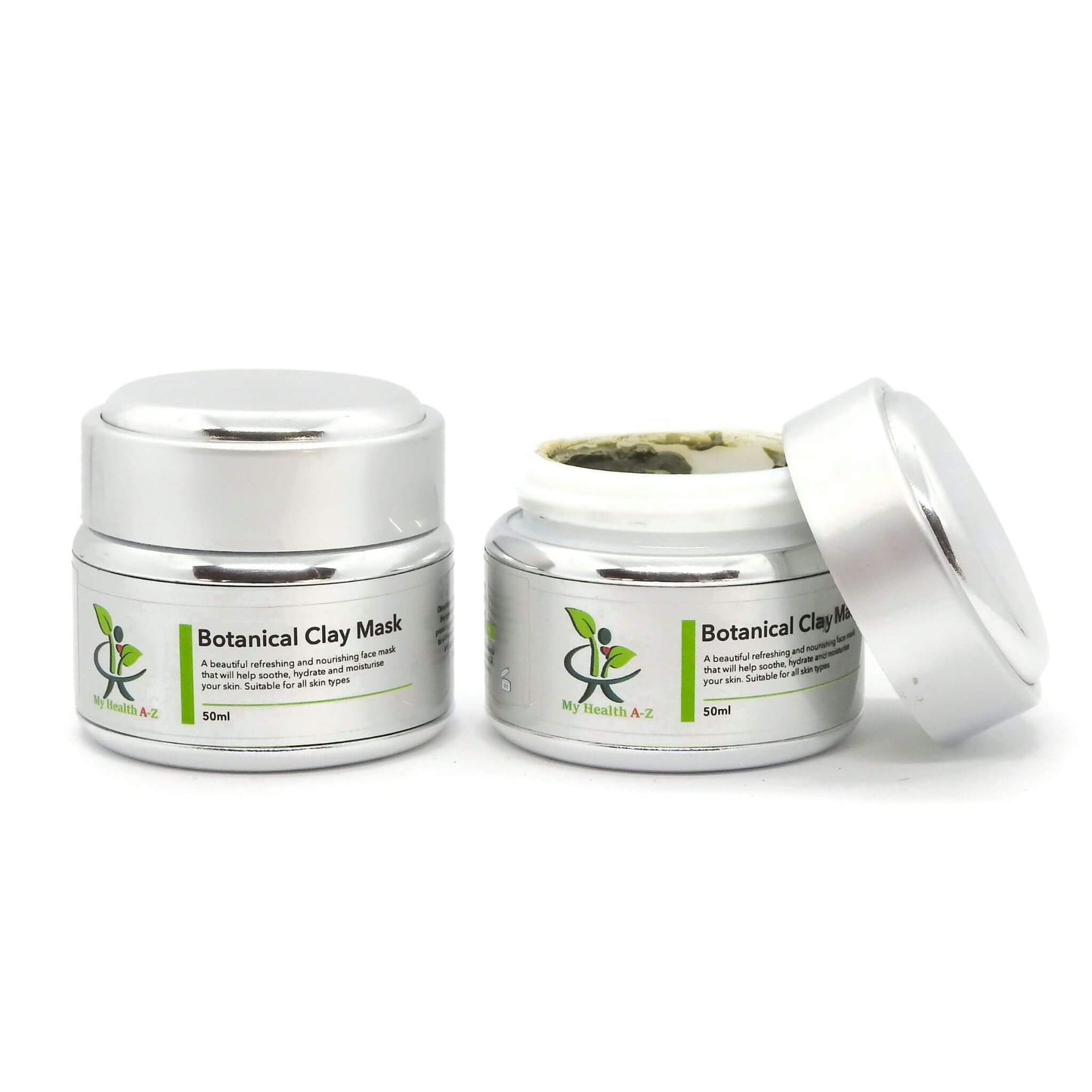 Two jars of Botanical Clay Mask with a white background