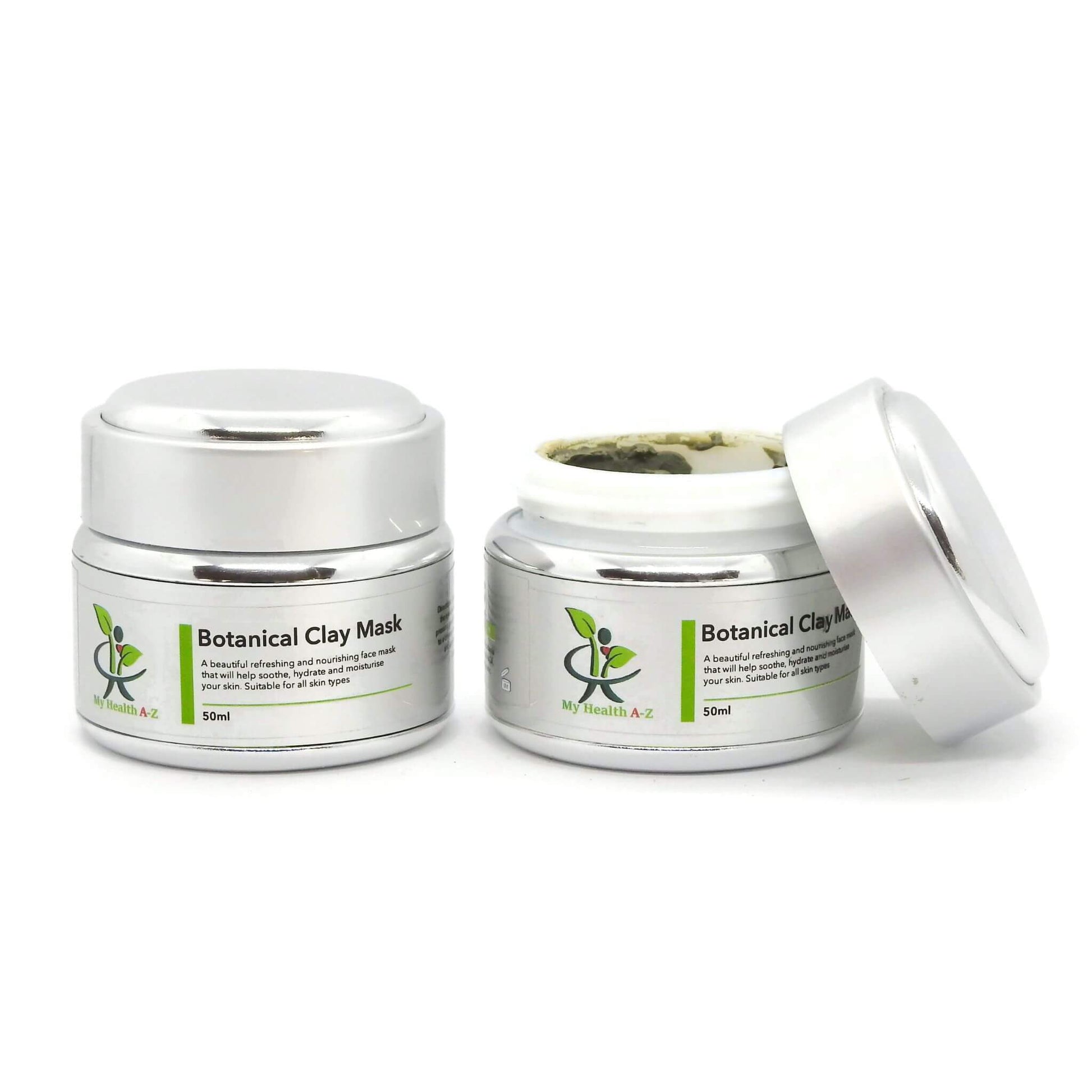 Two jars of Botanical Clay Mask with a white background