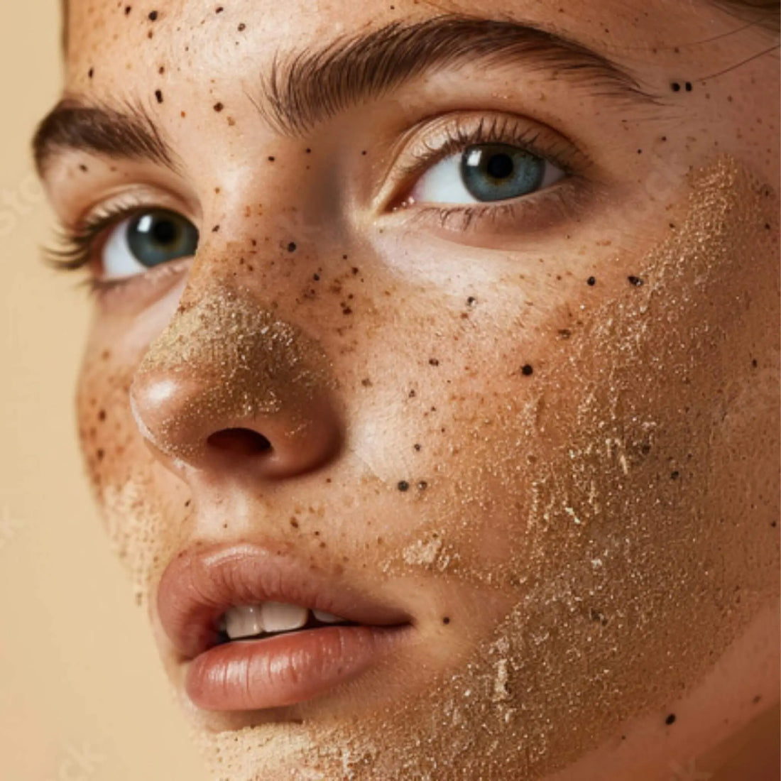 Close-up of person applying My Health A-Z Botanical Facial Scrub – vegan exfoliating scrub for smooth skin