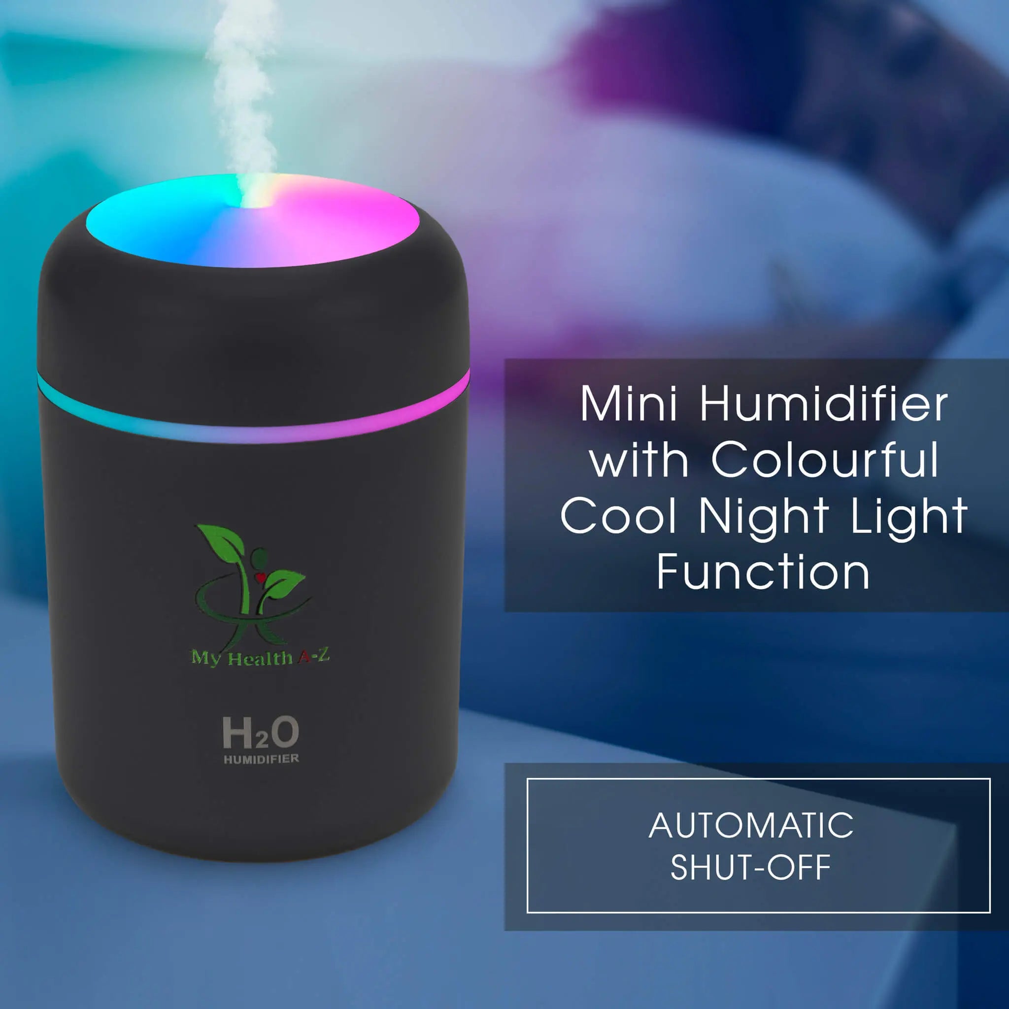 My Health A-Z Portable USB Diffuser grey with night light – aromatherapy humidifier with mood lighting