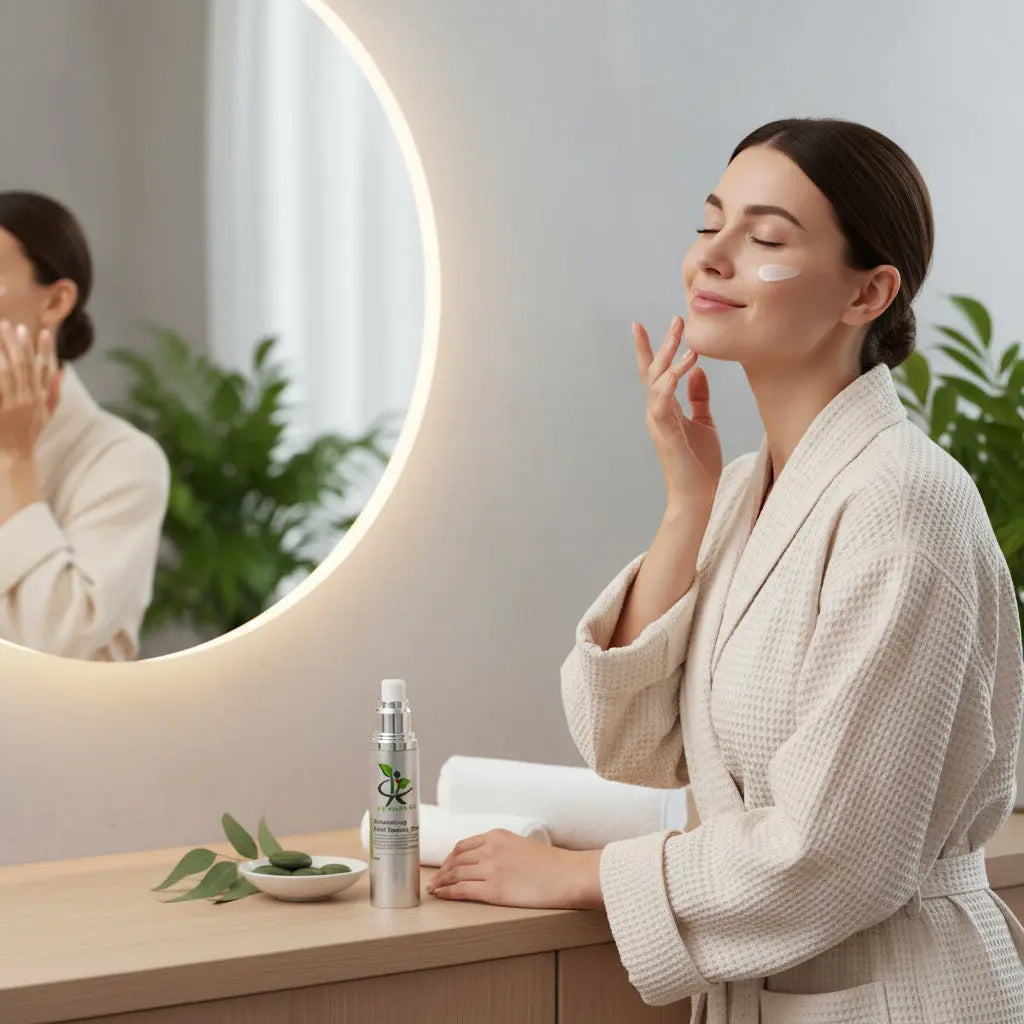 Woman applying My Health A-Z Moisturising Multi-Vitamin Cream – vitamin enriched face cream for daily hydration