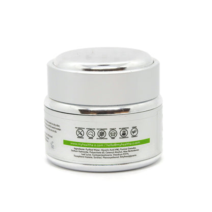 White jar with silver lid on a white background