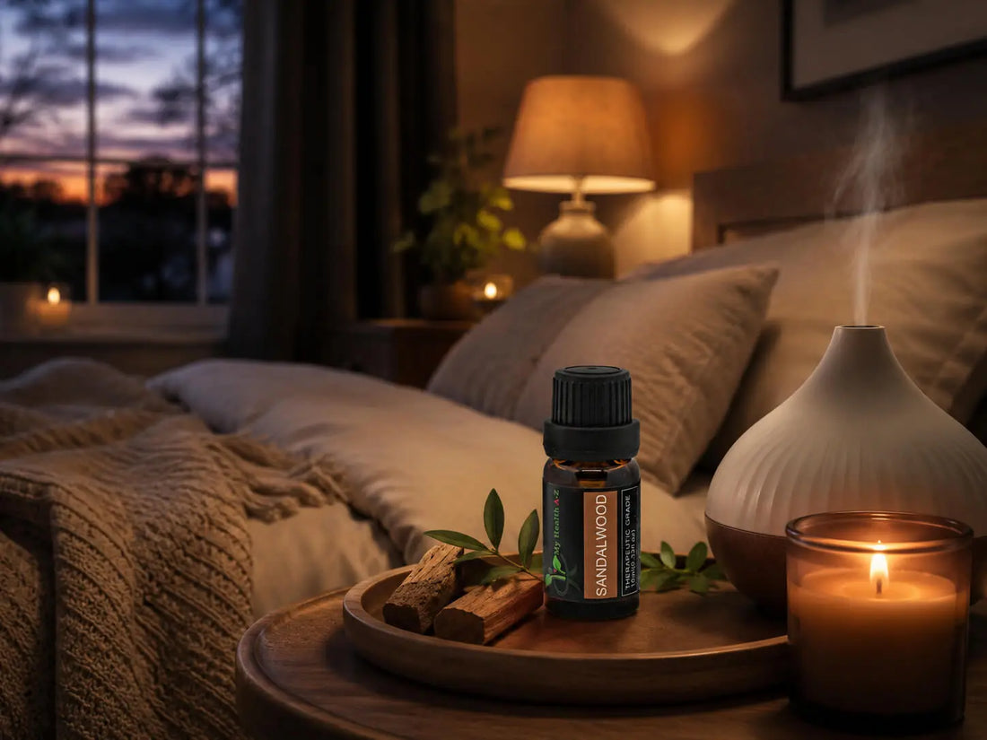 My Health A-Z Sandalwood Essential Oil uses – aromatherapy massage bath and relaxation benefits