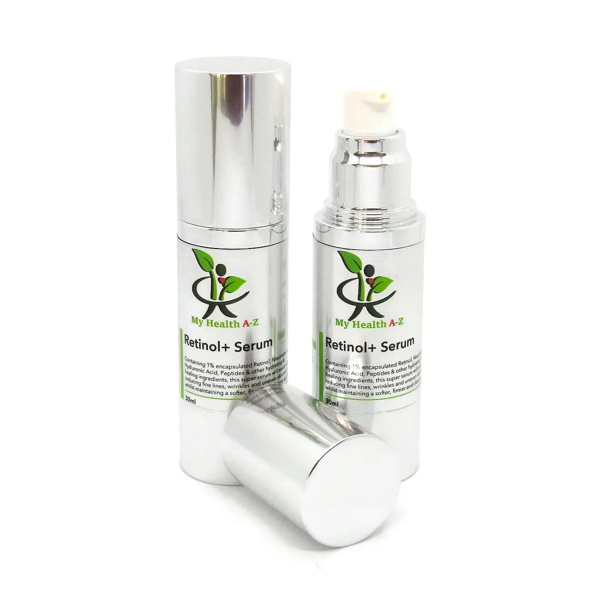 My Health A-Z Retinol+ Serum 30ml – two bottle hero product shot white background