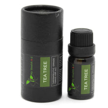 Load image into Gallery viewer, black closed cylinder next to it a 10ml bottle of tea tree essential oil
